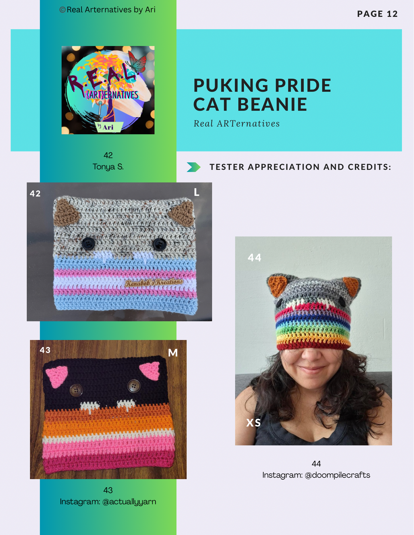 Puking Pride Cat Beanie DIGITAL Crochet Pattern ONLY