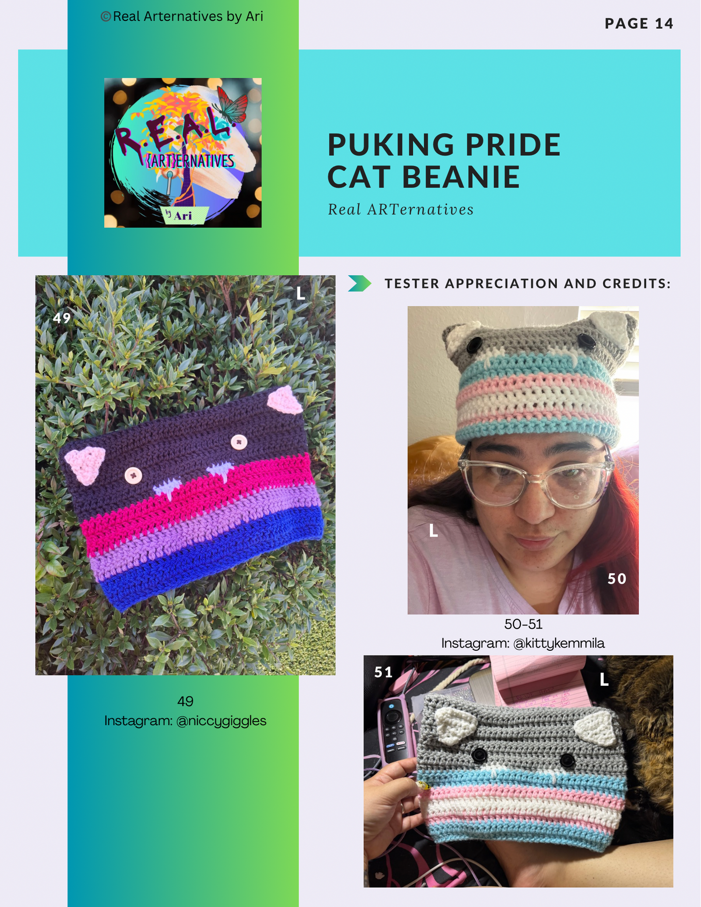 Puking Pride Cat Beanie DIGITAL Crochet Pattern ONLY