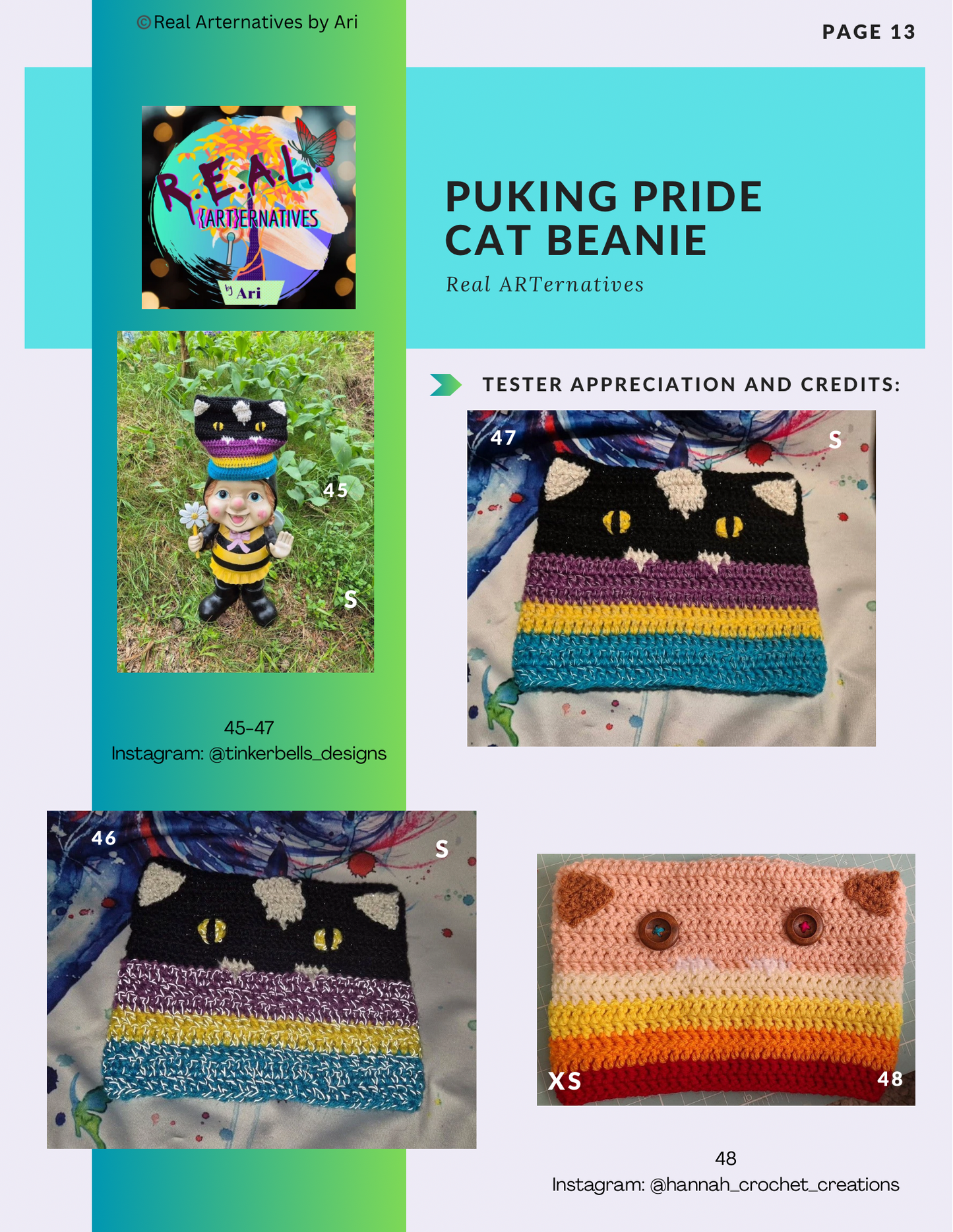 Puking Pride Cat Beanie DIGITAL Crochet Pattern ONLY